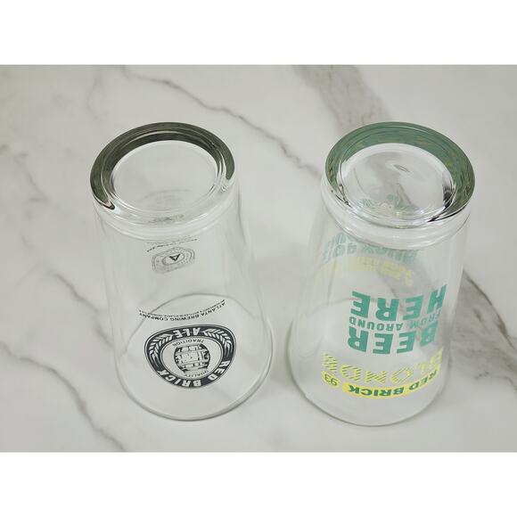 Red Brick Ale Blonde German Styler Lager Pint Beer Clear Glass 16oz Drinkware x2 - Picture 11 of 13